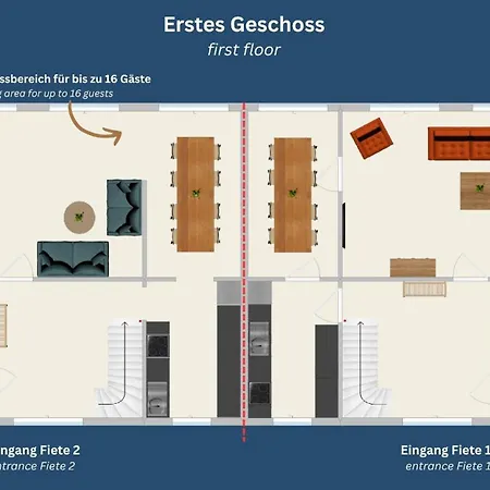 Fiete Xxl Auf Ruegen - Doppelferienhaus Fuer 16 Personen Tatil Evi *